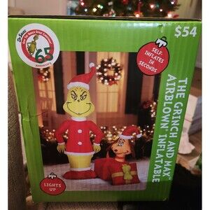 Grinch And Max 65Th Anniversary Chistmas Lawn Inflatable 5.5 Foot Led Lights